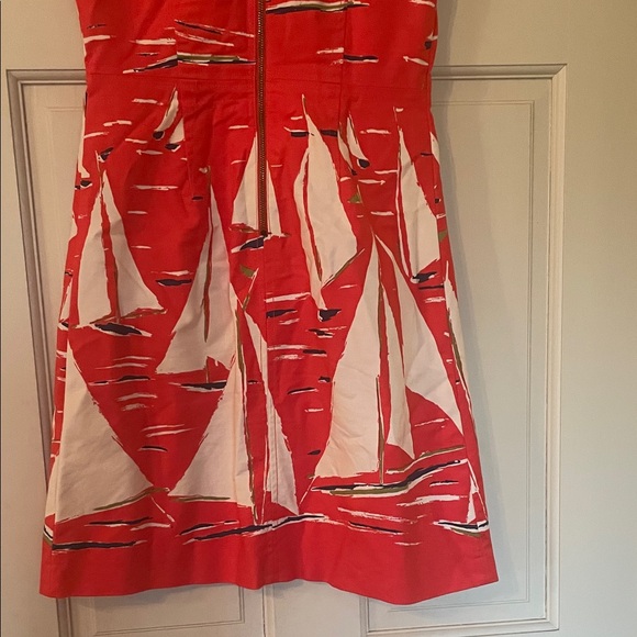 Anthropologie, Maeve —Sleeveless Tomato Red Sailboat Print Dress -Size 2 - Picture 7 of 11